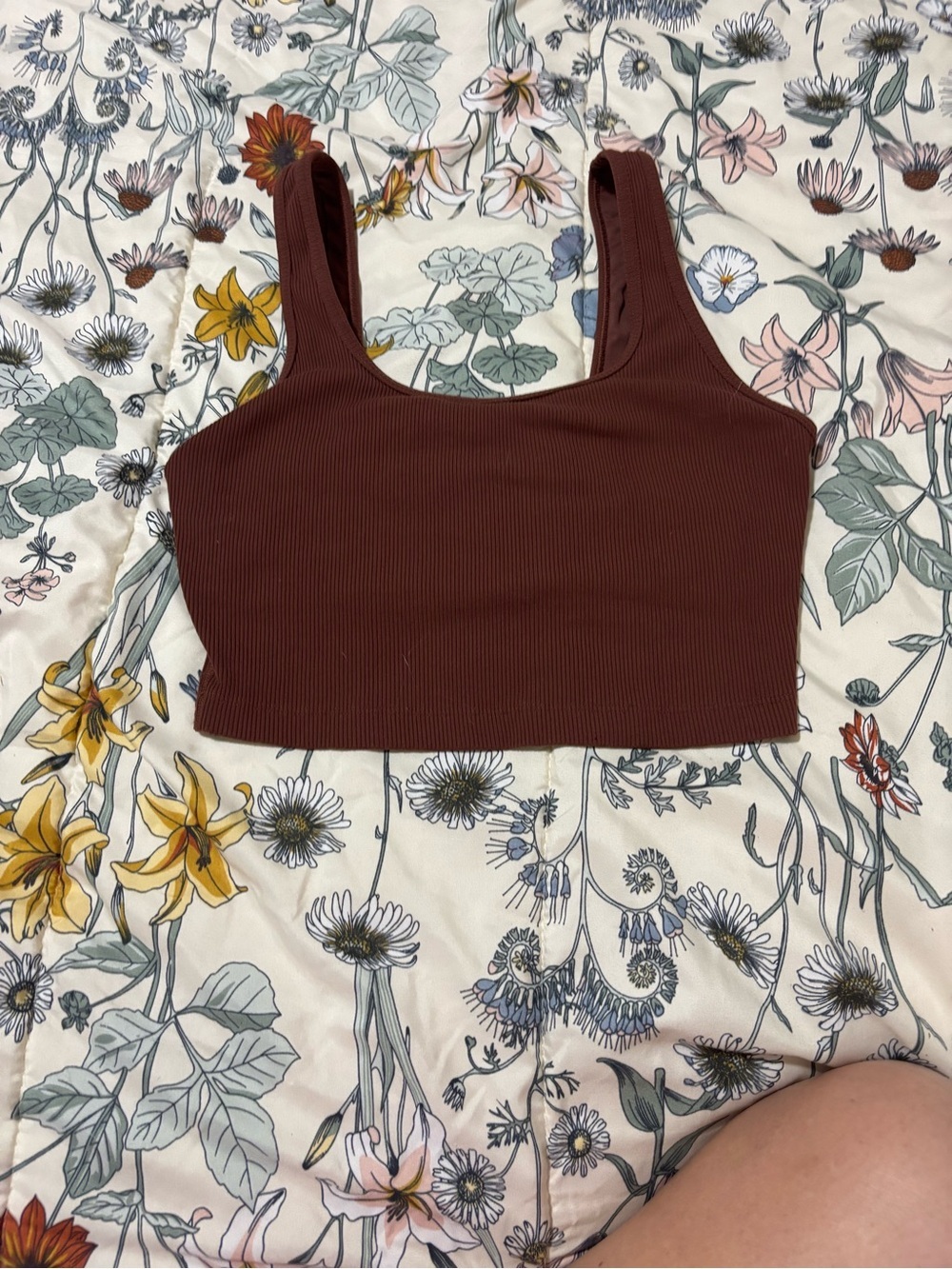 aerie Ribbed Scoop Crop Tank - Chocolate Brown